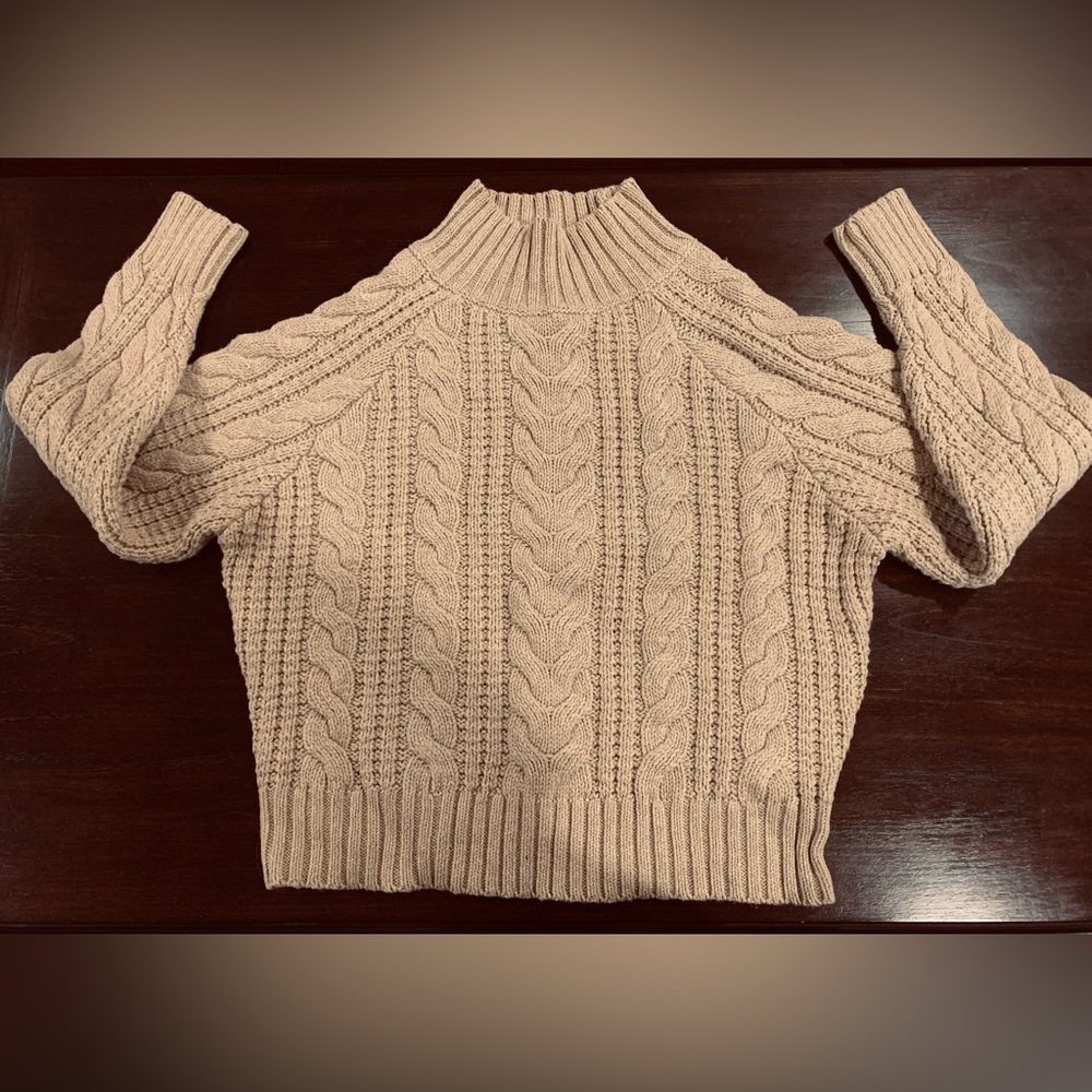 a new day Cable Knit Turtleneck Sweater - Tan